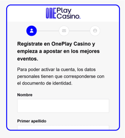 REGISTRO One Play casino
